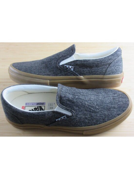Vans Other - Vans Men's Skate Slip On Black Denim Gum Bottom PopCush shoes Size 9.5